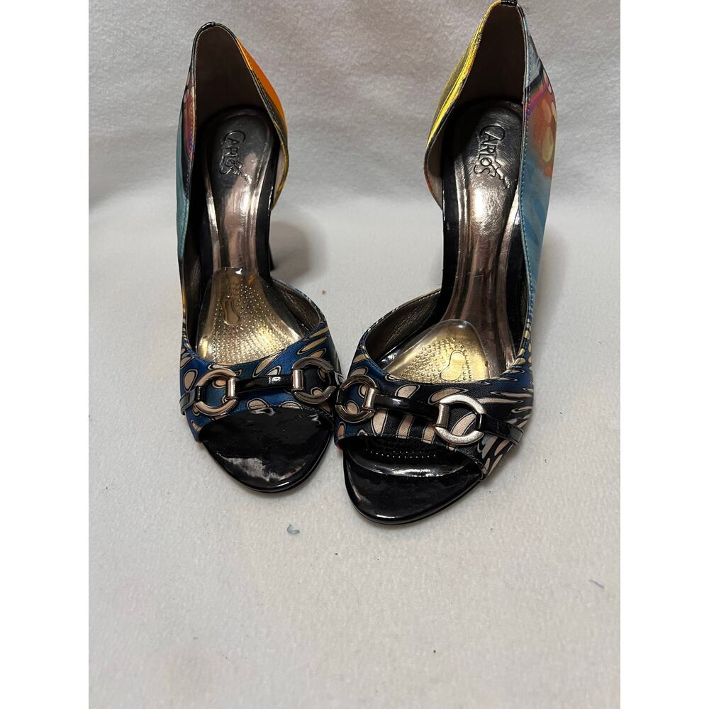 CARLOS SANTANA ROULETTE STILETTOS MULTICOLOR HEELS SIZE 8.5 PRE OWNED